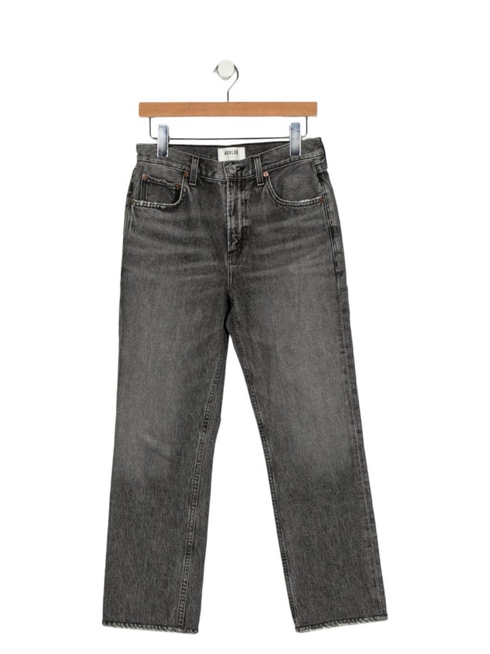 AGOLDE Black Washed Straight Leg Jeans 26 High Rise 100% Cotton